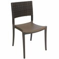 Grosfillex US925037 / US985037 Java Bronze Resin Stackable Sidechair with Wicker Back - Pack of 4, 4PK 383US925037PK